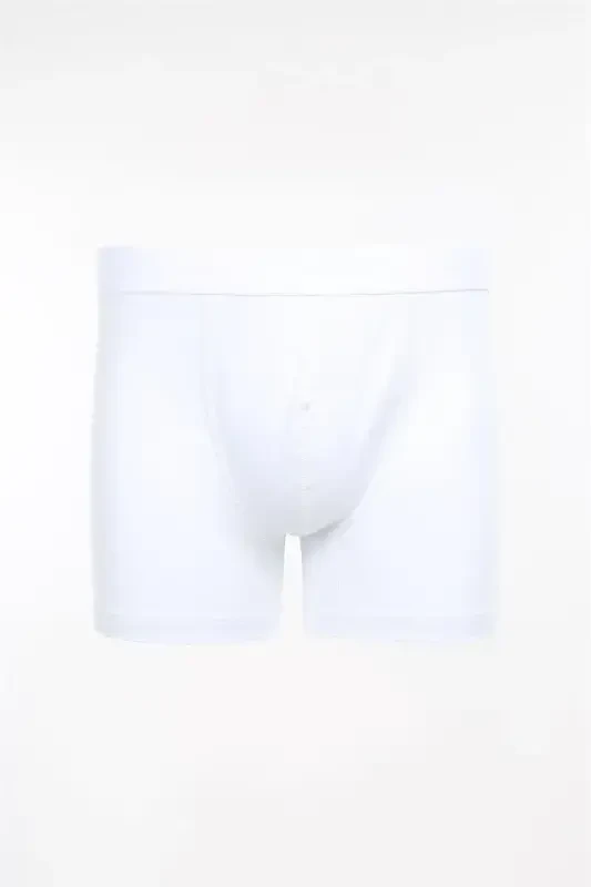 White Cotton Stretch Fabric Plain Boxer - 1