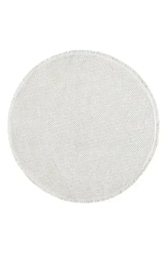 White Cream Soft Textured Round Rug Carpet Kitchen Hallway Runner Weave Machine Made Carpet 007 DAİRE-White 7 - 5