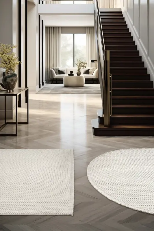 White Cream Soft Textured Round Rug Carpet Kitchen Hallway Runner Weave Machine Made Carpet 007 DAİRE-White 7 - 2