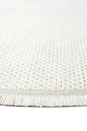 White Cream Soft Textured Round Rug Carpet Kitchen Hallway Runner Weave Machine Made Carpet 007 DAİRE-White 7 - ELIZ HOME (1)