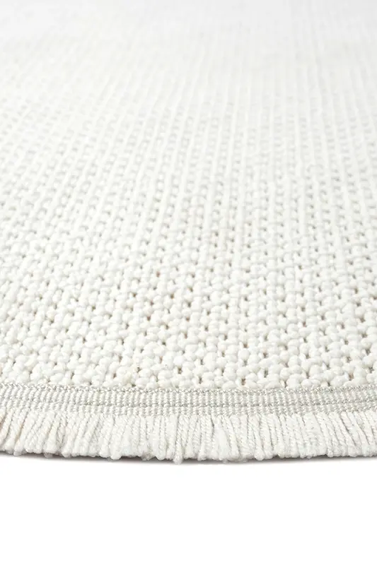 White Cream Soft Textured Round Rug Carpet Kitchen Hallway Runner Weave Machine Made Carpet 007 DAİRE-White 7 - 2