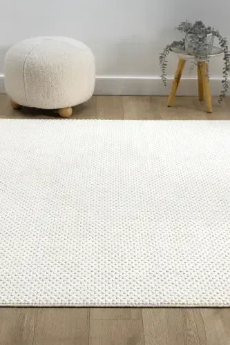 White Cream Soft Textured Rug Carpet Living Room Kitchen Hallway Runner Woven Machine Carpet 007-White 6 - 5