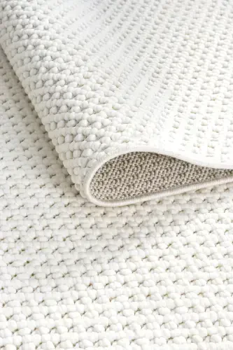 White Cream Soft Textured Rug Carpet Living Room Kitchen Hallway Runner Woven Machine Carpet 007-White 6 - 6