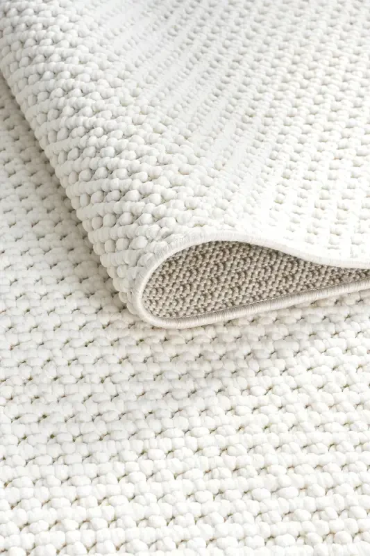 White Cream Soft Textured Rug Carpet Living Room Kitchen Hallway Runner Woven Machine Carpet 007-White 6 - 6