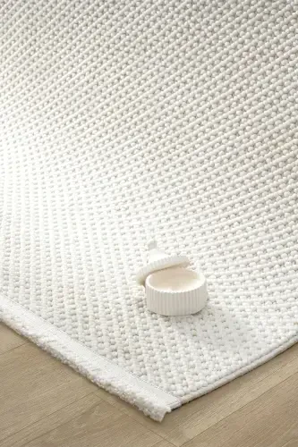 White Cream Soft Textured Rug Carpet Living Room Kitchen Hallway Runner Woven Machine Carpet 007-White 6 - 8