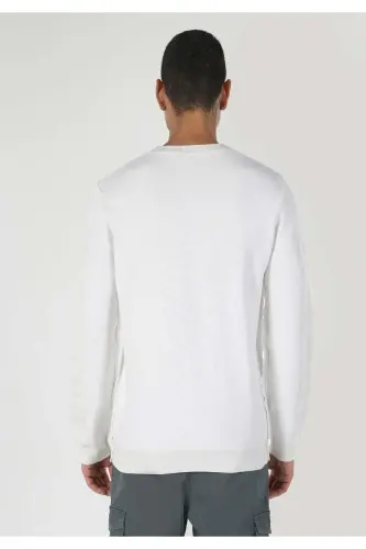 White, crew neck, printed men's sweater. Regular fit. Cl1062328 - COLIN’S (1)