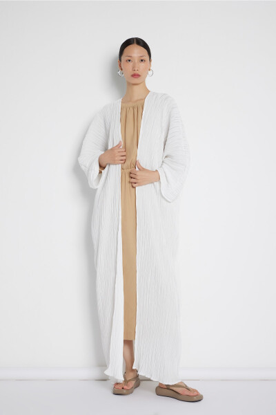 White Crinkled Abaya - 1