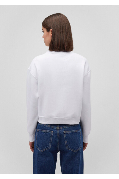 White Crop Sweatshirt with Logo Print 1611601-620 - 10