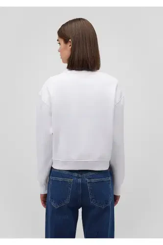 White Crop Sweatshirt with Logo Print 1611601-620 - 4