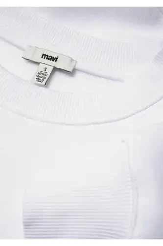 White Crop Sweatshirt with Logo Print 1611601-620 - 6