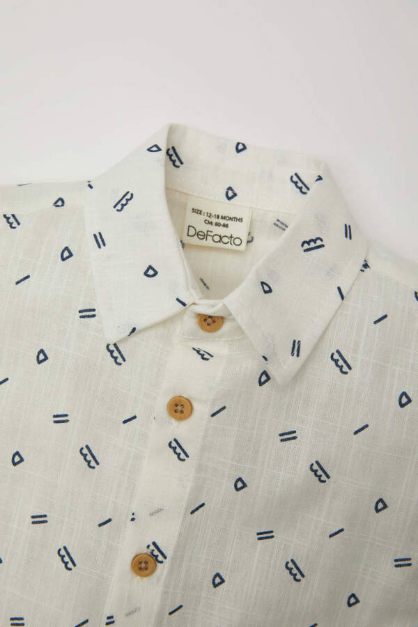 White Flamed Poplin Short-Sleeved Shirt for Baby Boy - 2