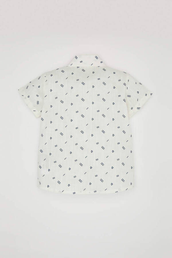 White Flamed Poplin Short-Sleeved Shirt for Baby Boy - 5