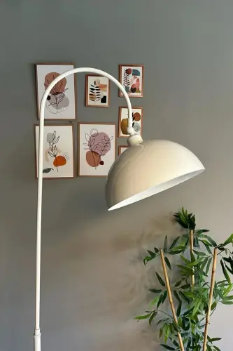 White Floor Lamp Adjustable Head Modern Decorative Metal Living Room Study Room Floor Lamp-White 