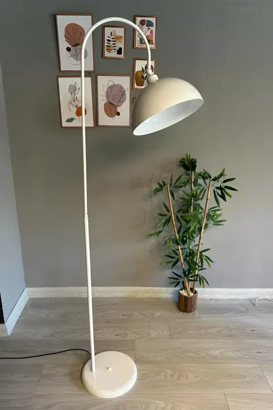White Floor Lamp Adjustable Head Modern Decorative Metal Living Room Study Room Floor Lamp-White - Modazone