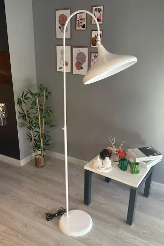 White Floor Lamp Adjustable Head Modern Decorative Metal Living Room Study Room-White - 4