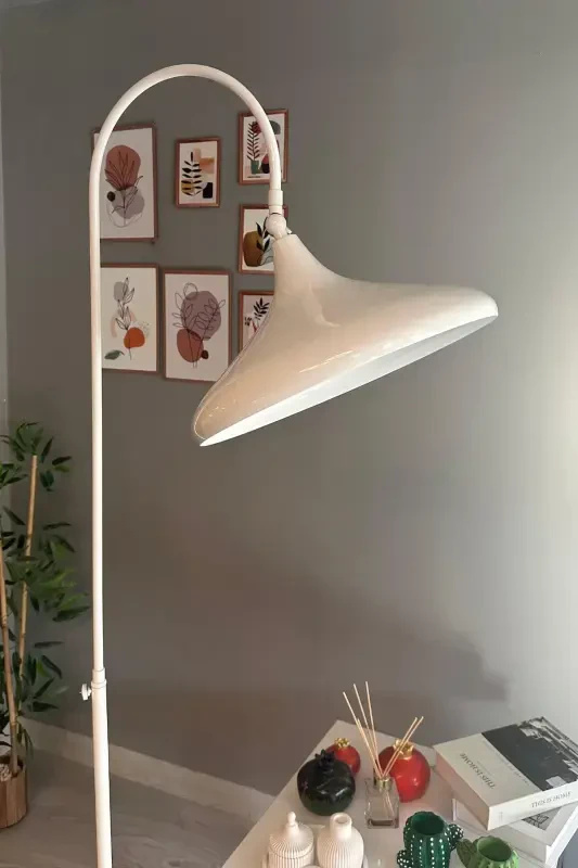 White Floor Lamp Adjustable Head Modern Decorative Metal Living Room Study Room-White - 5
