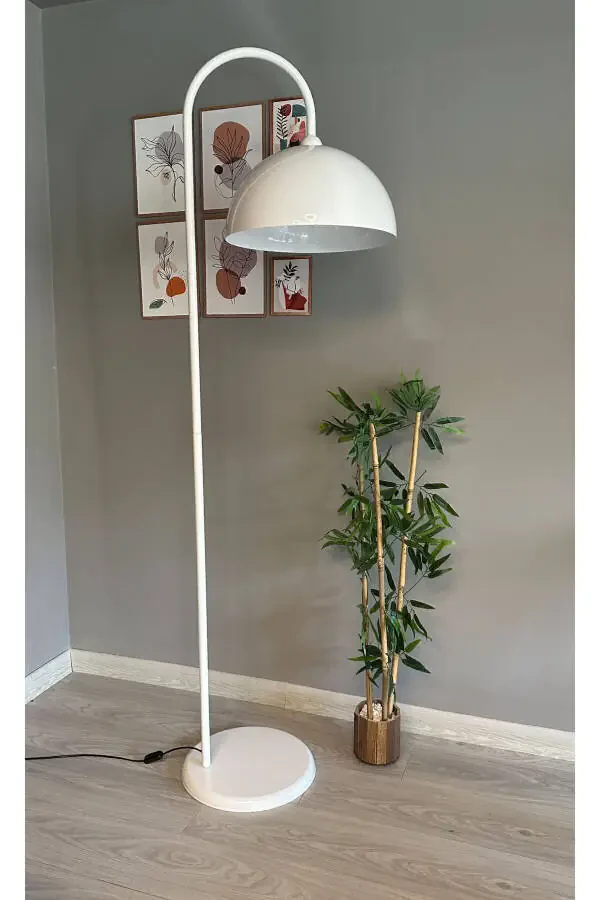 White Floor Lamp Modern Decorative Metal Living Room Study Room - 25