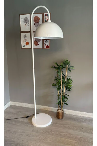 White Floor Lamp Modern Decorative Metal Living Room Study Room - BAMYUM (1)