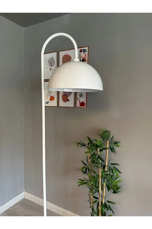 White Floor Lamp Modern Decorative Metal Living Room Study Room - 8