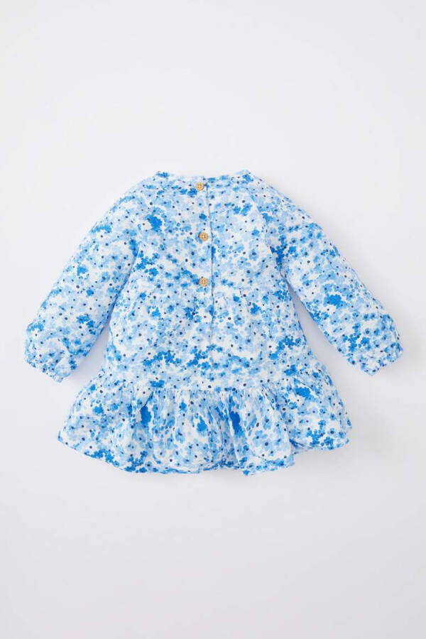 White Gingham Long Sleeve Flower Dress for Baby Girl - 7