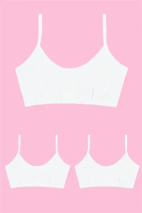 White Girl Kids Half Tank Top Non-Padded Cotton Training Bra 3-Pack - 1