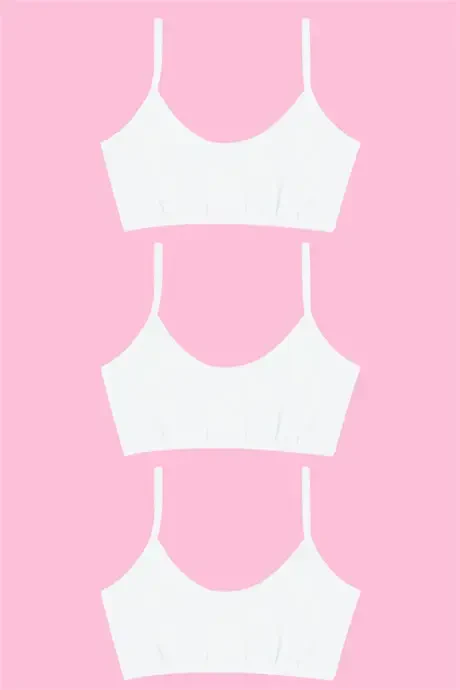 White Girl Kids Half Tank Top Non-Padded Cotton Training Bra 3-Pack - 3