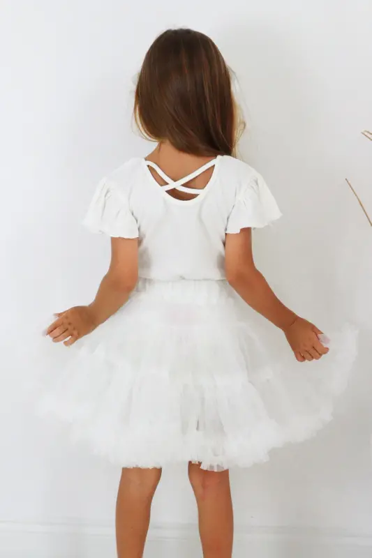 White Girls Kids Tutu Skirt - Bonita-White - 2