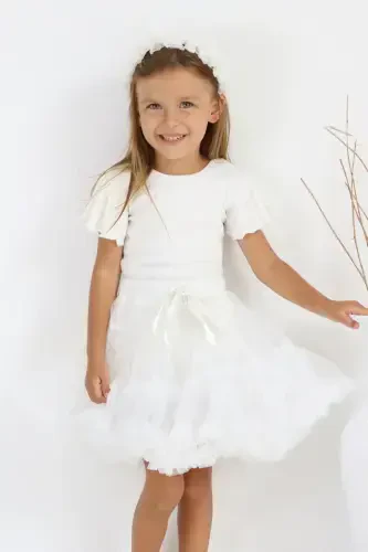 White Girls Kids Tutu Skirt - Bonita-White - Modazone (1)