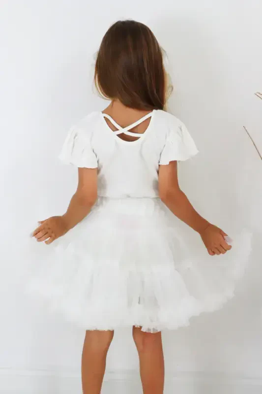 White Girls Kids Tutu Skirt - Bonita-White - 3