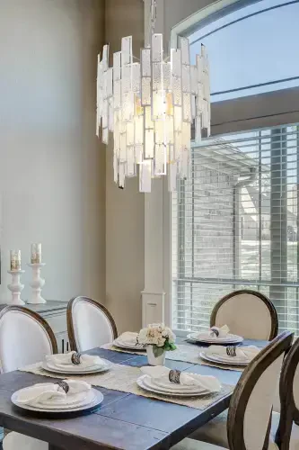 White Glass 5-Piece Chandelier Pendant Lamp Bedroom Living Room Kitchen Hallway - Silver - 1