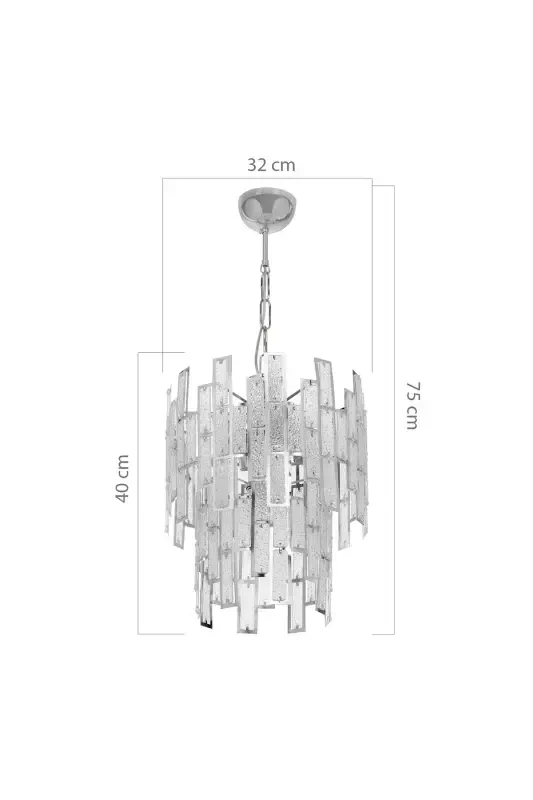 White Glass 5-Piece Chandelier Pendant Lamp Bedroom Living Room Kitchen Hallway - Silver - 3
