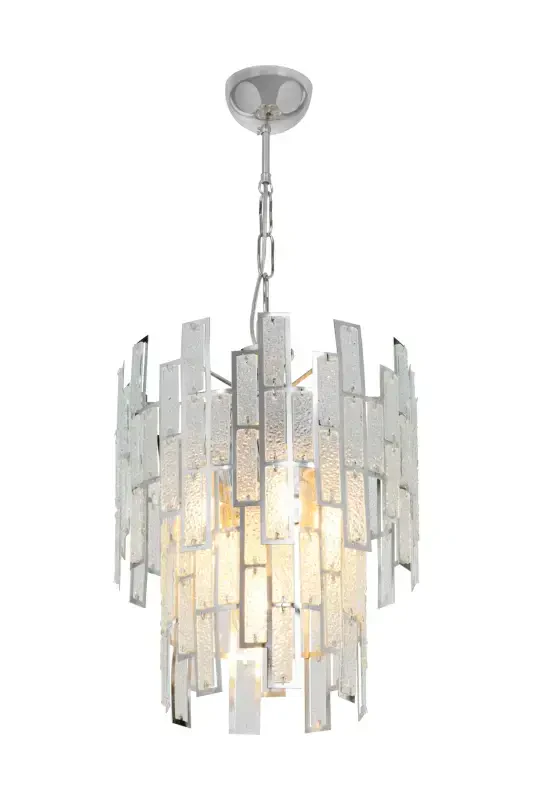 White Glass 5-Piece Chandelier Pendant Lamp Bedroom Living Room Kitchen Hallway - Silver - 4