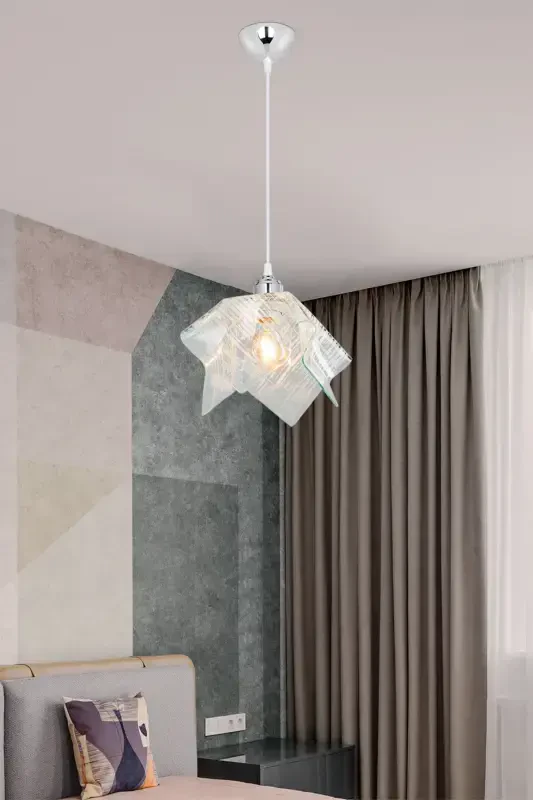 White Glass Pendant Chandelier Bedroom Living Room Kitchen Hallway Lamp-Silver - AG LIGHTDESIGN