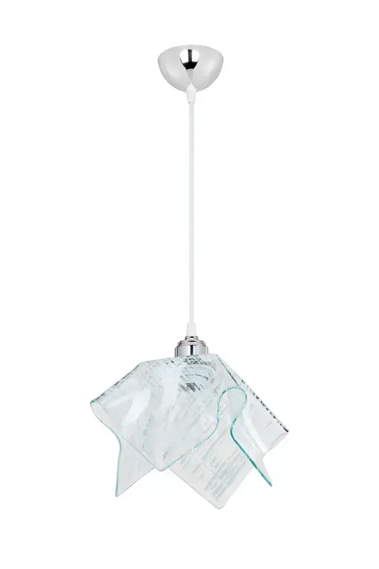 White Glass Pendant Chandelier Bedroom Living Room Kitchen Hallway Lamp-Silver - 2