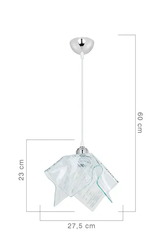 White Glass Pendant Chandelier Bedroom Living Room Kitchen Hallway Lamp-Silver - 3