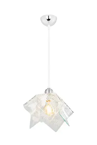 White Glass Pendant Chandelier Bedroom Living Room Kitchen Hallway Lamp-Silver - 4