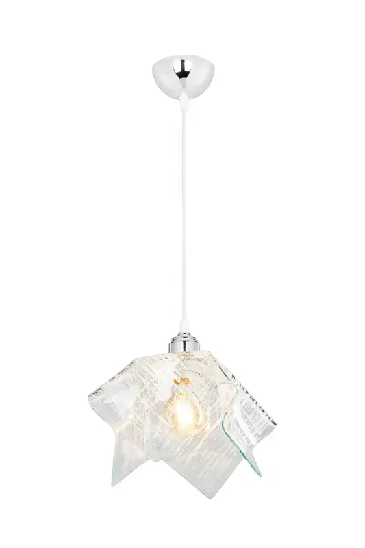 White Glass Pendant Chandelier Bedroom Living Room Kitchen Hallway Lamp-Silver - 4