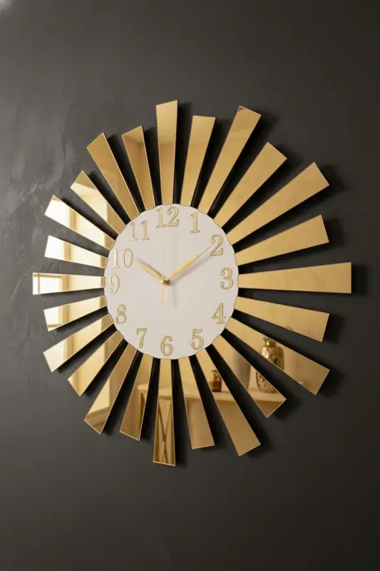 White Gold Mirrored Plexi Piano Model Numbered Home Gift Silent Wall Clock-White Gold - 1