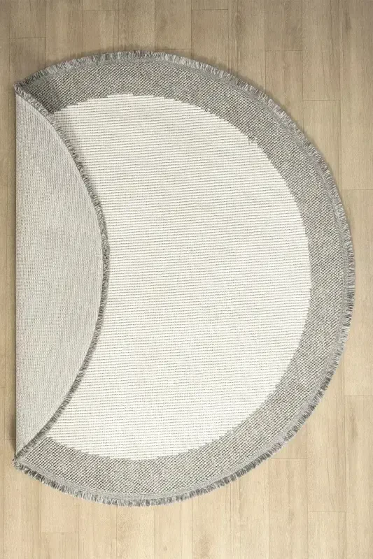 White Gray Soft Circle Round Carpet Living Room Kitchen Hallway Runner Rug Woven Machine-Made Carpet 0020 CIRCLE-White 45 - 1