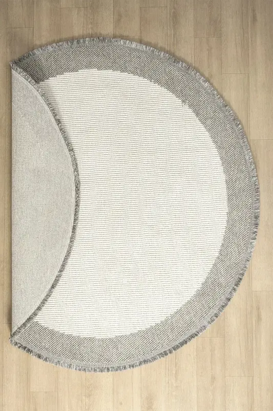 White Gray Soft Circle Round Carpet Living Room Kitchen Hallway Runner Rug Woven Machine-Made Carpet 0020 CIRCLE-White 45 - 1