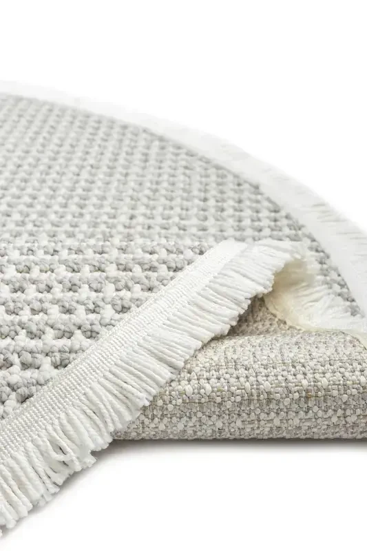 White Grey Soft Circle Rug Carpet Living Room Kitchen Hallway Runner Woven Machine Made Rug 0014 CIRCLE-Light Grey 1 - 5