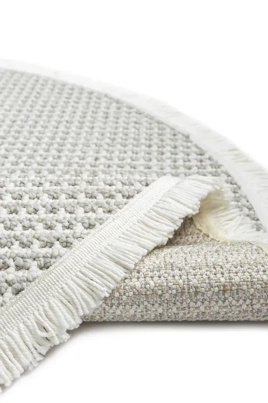 White Grey Soft Circle Rug Carpet Living Room Kitchen Hallway Runner Woven Machine Made Rug 0014 CIRCLE-Light Grey 1 - 5