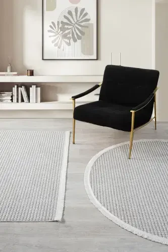 White Grey Soft Textured Rug Carpet Living Room Kitchen Hallway Runner Woven Machine Carpet 0014-Light Grey - 7
