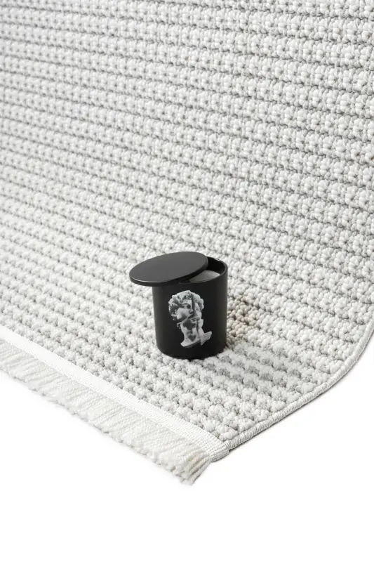 White Grey Soft Textured Rug Carpet Living Room Kitchen Hallway Runner Woven Machine Carpet 0014-Light Grey - 3