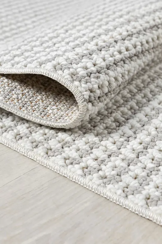 White Grey Soft Textured Rug Carpet Living Room Kitchen Hallway Runner Woven Machine Carpet 0014-Light Grey - 5