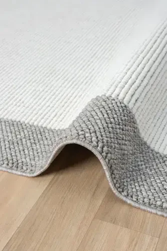 White Grey Soft Woven Carpet Bordered Living Room Kitchen Hallway Runner Woven Machine Carpet 0020-White 44 - 3