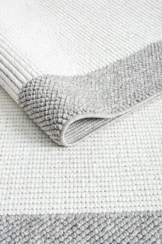 White Grey Soft Woven Carpet Bordered Living Room Kitchen Hallway Runner Woven Machine Carpet 0020-White 44 - 4