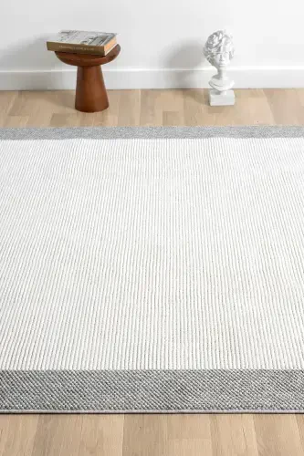 White Grey Soft Woven Carpet Bordered Living Room Kitchen Hallway Runner Woven Machine Carpet 0020-White 44 - 7