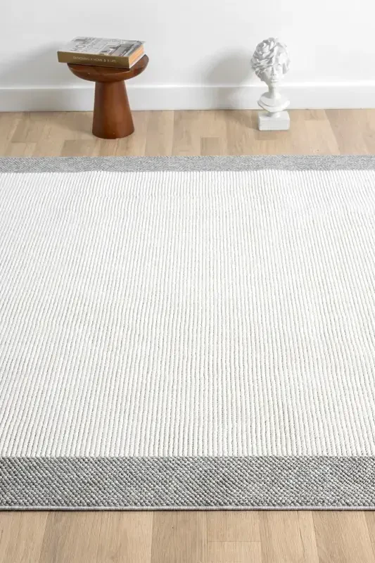 White Grey Soft Woven Carpet Bordered Living Room Kitchen Hallway Runner Woven Machine Carpet 0020-White 44 - 7