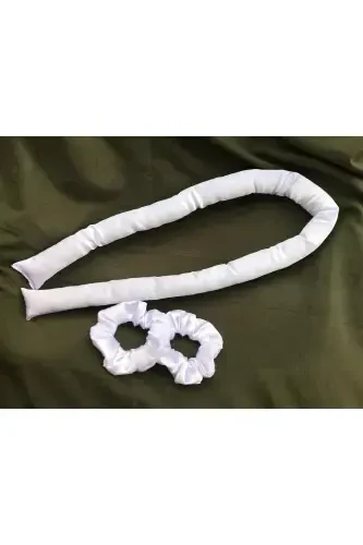 White Heatless Hair Styling Set Satin Hair Sausage Hair Curler Set Hair Styler-White - FASHIONSBUTIK (1)